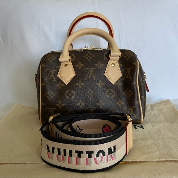 Louis Vuitton Handbags - Louis Vuitton Speedy 20 with pink/black twill strap